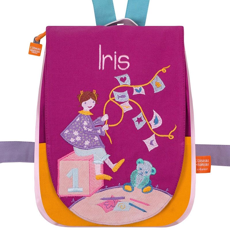 Sac à dos Couettes et ourson (personnalisable) L'oiseau bateau