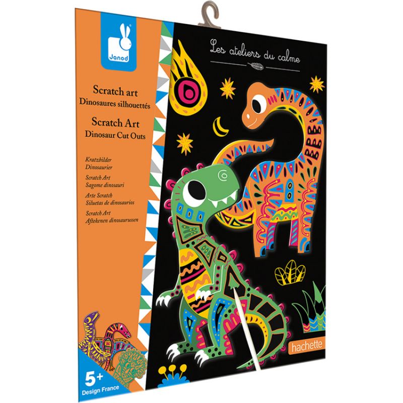 Cartes à gratter Scratch art Dinosaures silhouettés Janod