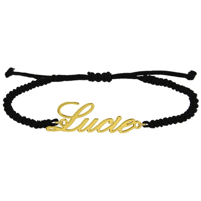 Bracelet macramé police anglaise personnalisable (plaqué or) Louis de l'Ange