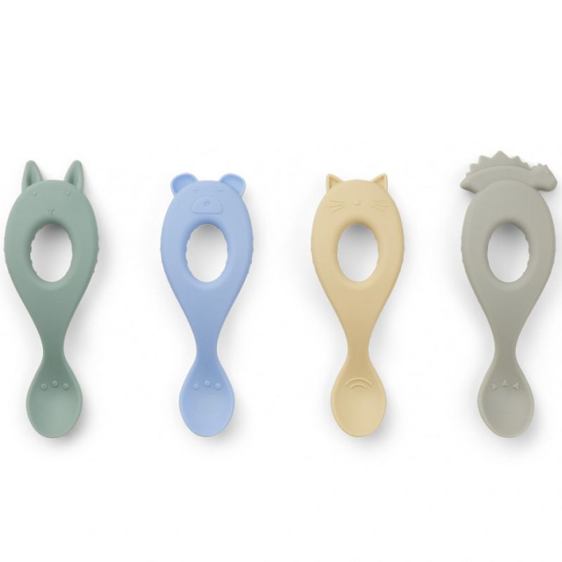 Lot de 4 cuillères en silicone Liva peppermint multi mix Liewood