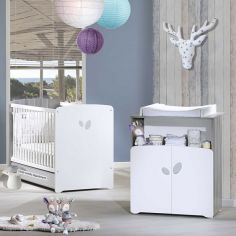 Pack duo lit bébé têtes panneaux et commode à langer New Leaf