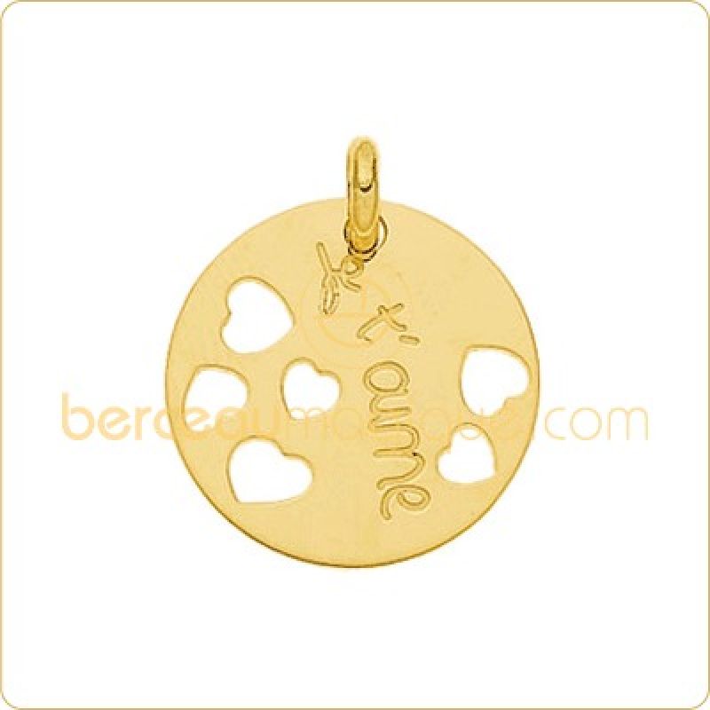 Médaille ''je t'aime'' coeurs ajourés  Berceau magique bijoux