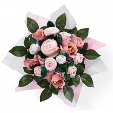 Bouquet de naissance Hand tied bouquet rose (9 pièces)  par BabyBlooms