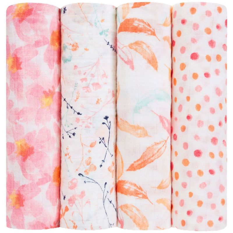 Lot de 4 maxi langes Petal Blooms (120 x 120cm) aden + anais