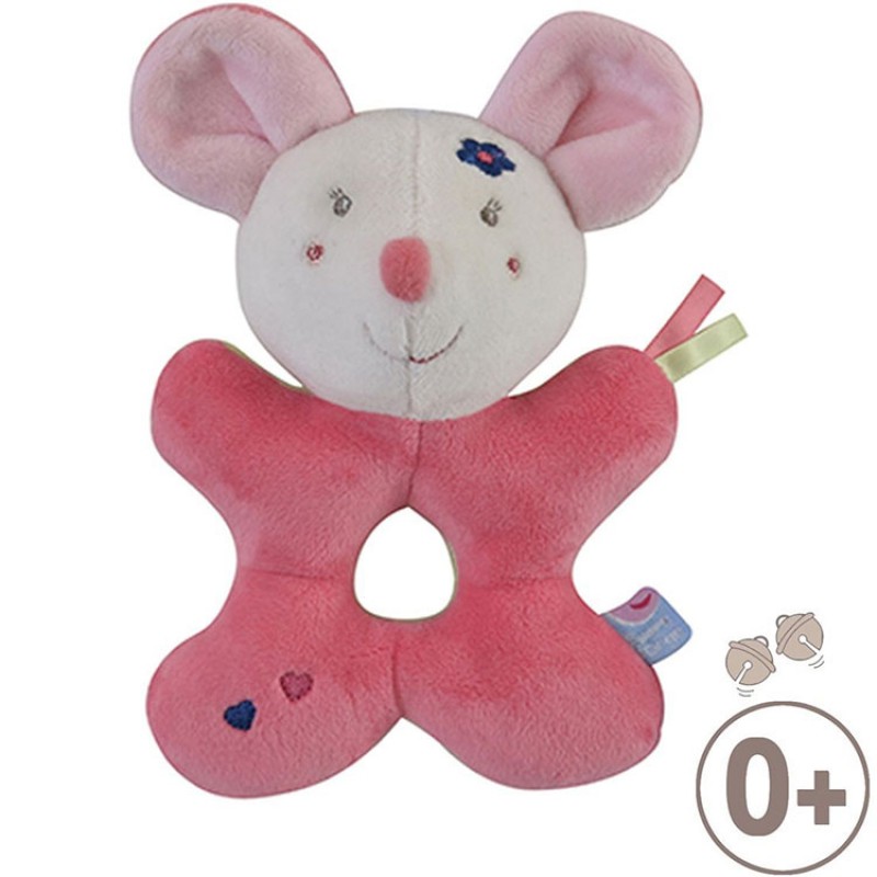 Hochet souris rose Sucre d'orge