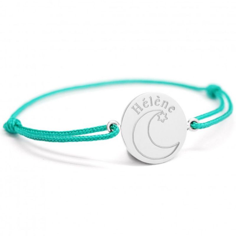 Bracelet cordon Lune personnalisable (argent 925°) Petits trésors