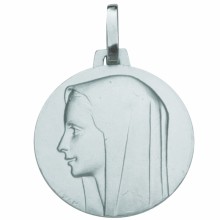 Médaille ronde Vierge profil 16 mm (argent 925°)  par Premiers Bijoux