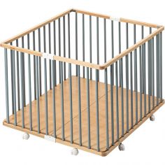 Parc pliant carré en bois Gaby hybride bleu gris - Combelle