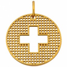 Médaille Signes Croix trouée 16 mm (or jaune 750°)  par Maison La Couronne