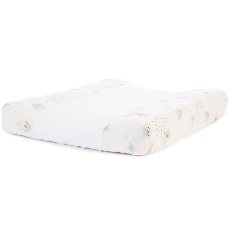 Housse de matelas à langer Calma coton bio Aqua eclipse White (50 x 70 cm) Nobodinoz