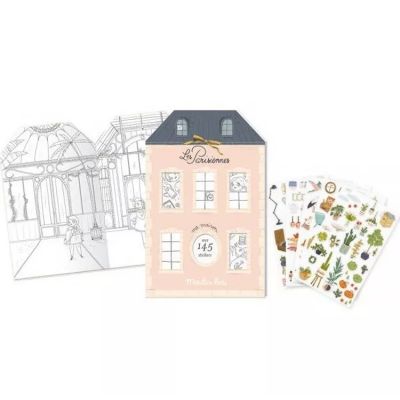 Cahier de coloriage avec 145 stickers Les Parisiennes  par Moulin Roty
