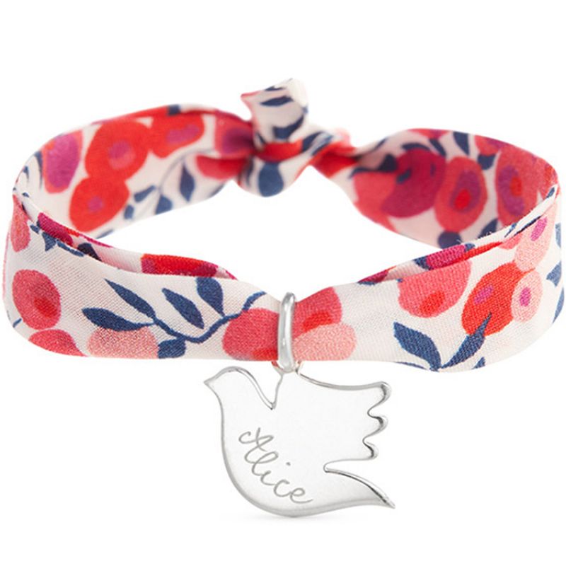 Bracelet maman Liberty avec colombe personnalisable (argent 925°) Merci Maman