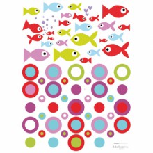 Stickers A3 poissons bulles mauve by Clémence G. (29,7 x 42 cm)  par Lilipinso