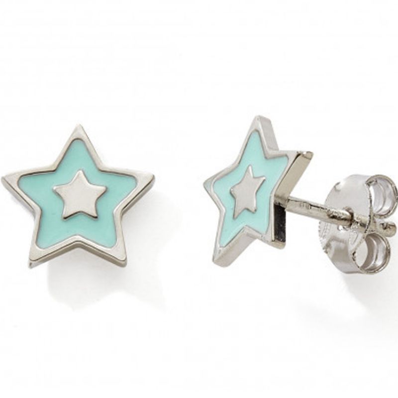 Boucles d'oreilles Etoile turquoise (argent) Baby bijoux
