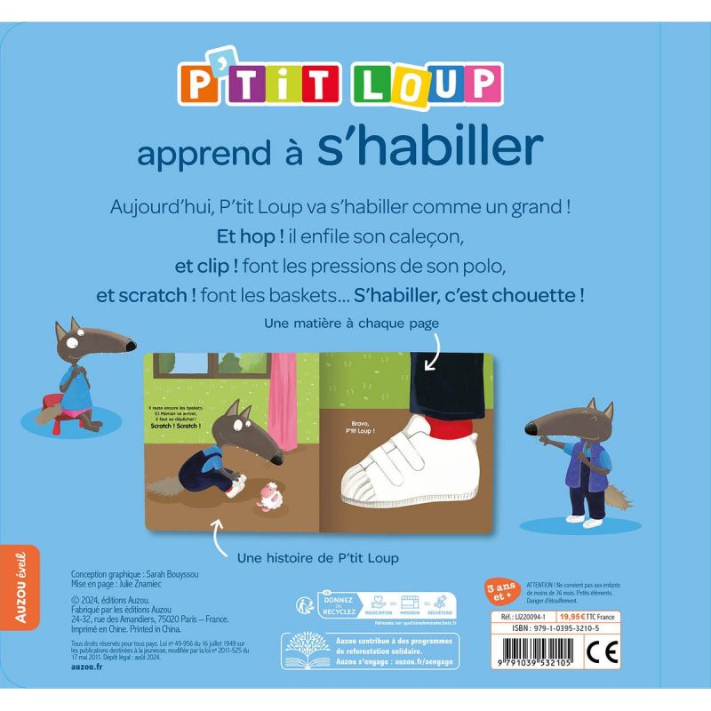 Livre P'tit Loup apprend à s'habiller Auzou Editions Packaging 3
