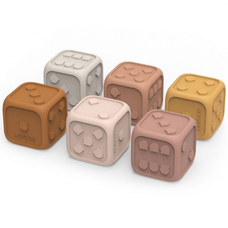 Lot de 6 dés en silicone Gloria rose mix Liewood