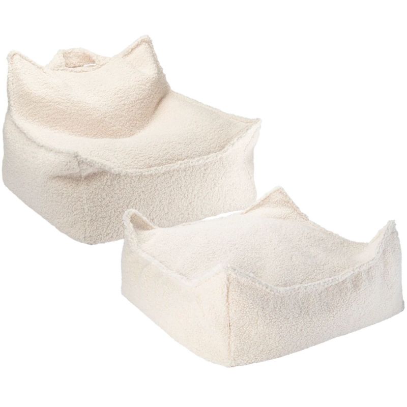 Fauteuil pouf et repose-pieds Cream White molletonné Wigiwama Produit 1