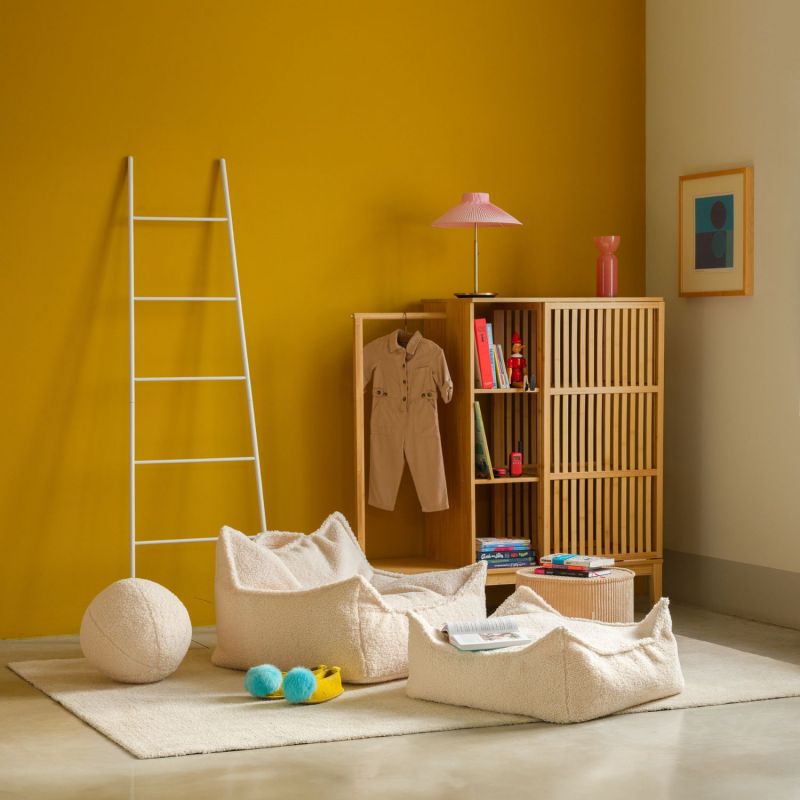 Fauteuil pouf et repose-pieds Cream White molletonné Wigiwama Ambiance 7