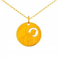 Collier chaîne 40 cm médaille Esquisses Ange de l'Annonciation 18 mm (or jaune 750°)  par Maison La Couronne