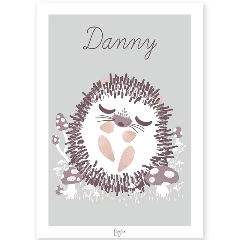 Affiche A4 Les Animignons Le hérisson (personnalisable) Kanzilue