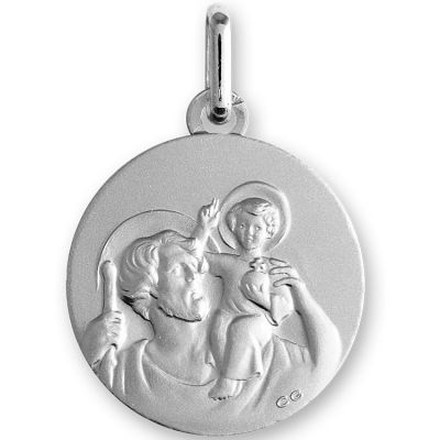 Médaille Saint Christophe personnalisable (or blanc 375°) Lucas Lucor