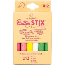 Pochette de 12 craies couleur Butterstix zéro poussière  par Jaq Jaq Bird