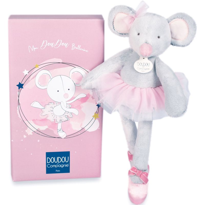 Coffret peluche Souris ballerine (30 cm) Doudou et Compagnie