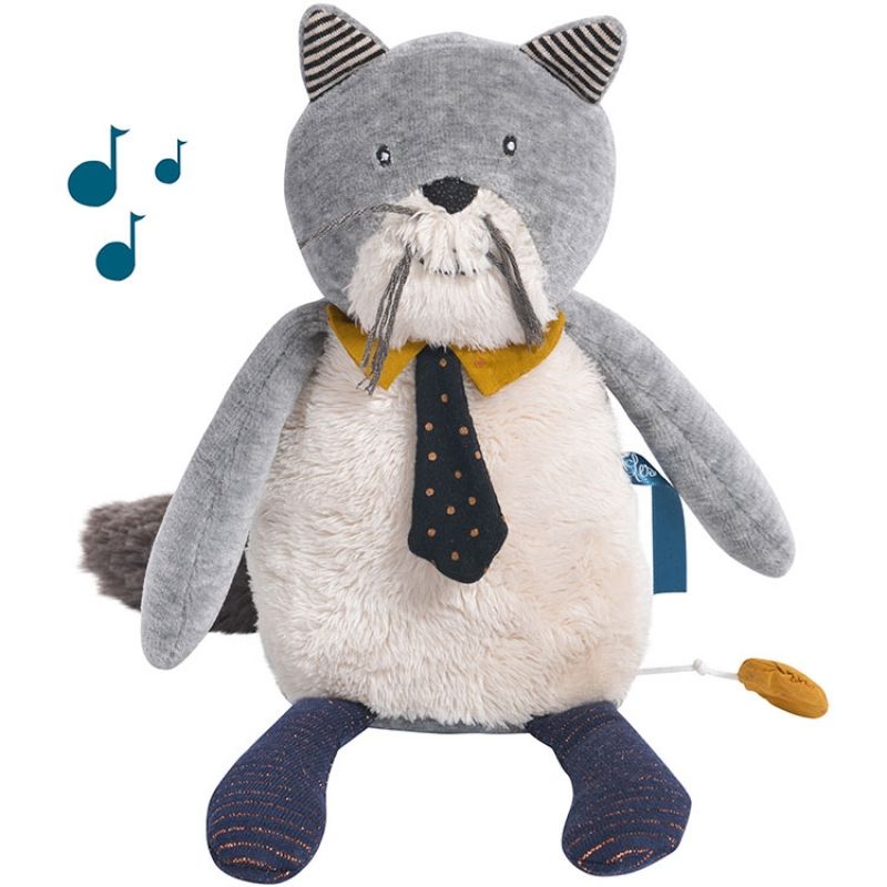 Peluche musicale chat Fernand Les Moustaches (27 cm) Moulin Roty