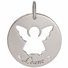 Médaille Léane personnalisable 17,5 mm (or blanc 750°)  par Je t'Ador