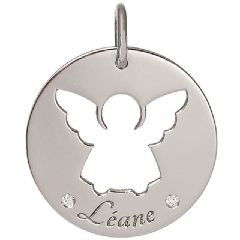 Médaille Léane personnalisable 17,5 mm (or blanc 750°) Je t'Ador