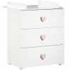 Commode à langer New Basic Boutons coeur rose  - Baby Price