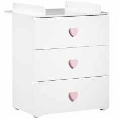 Commode à langer New Basic Boutons coeur rose 