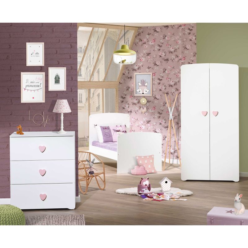 Image d'ambiance de présentation du produit Commode à langer New Basic Boutons coeur rose - Baby Price