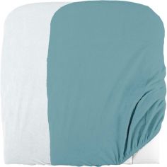 Lot de 2 housses matelas à langer blanc et bleu (50 x 75 cm) - Domiva