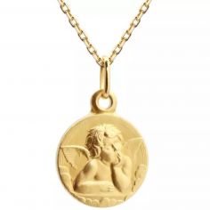 Collier chaîne médaille Ange Raphaël personnalisable (plaqué or)