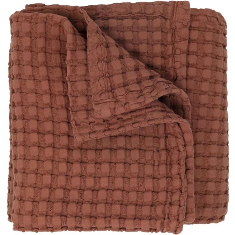 Couverture en coton bio Paros Terracotta (75 x 100 cm) Kadolis