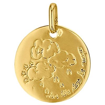 Médaille ronde La tête dans les nuages 16 mm (or jaune 750°) Premiers Bijoux