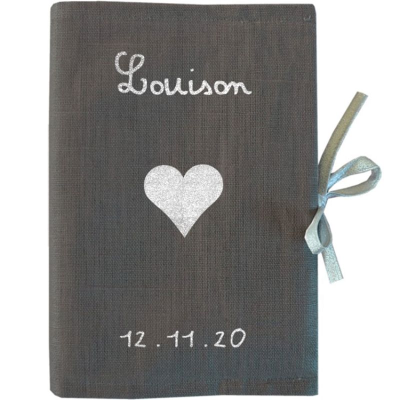 Protège carnet de santé gris ardoise (personnalisable) Les Griottes