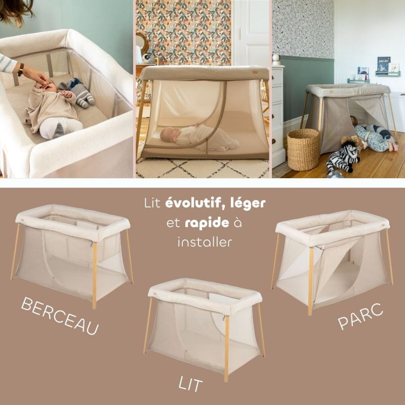 Lit parapluie 3 en 1 Eazy sleep Argile et Gazelle Béaba Ambiance 8