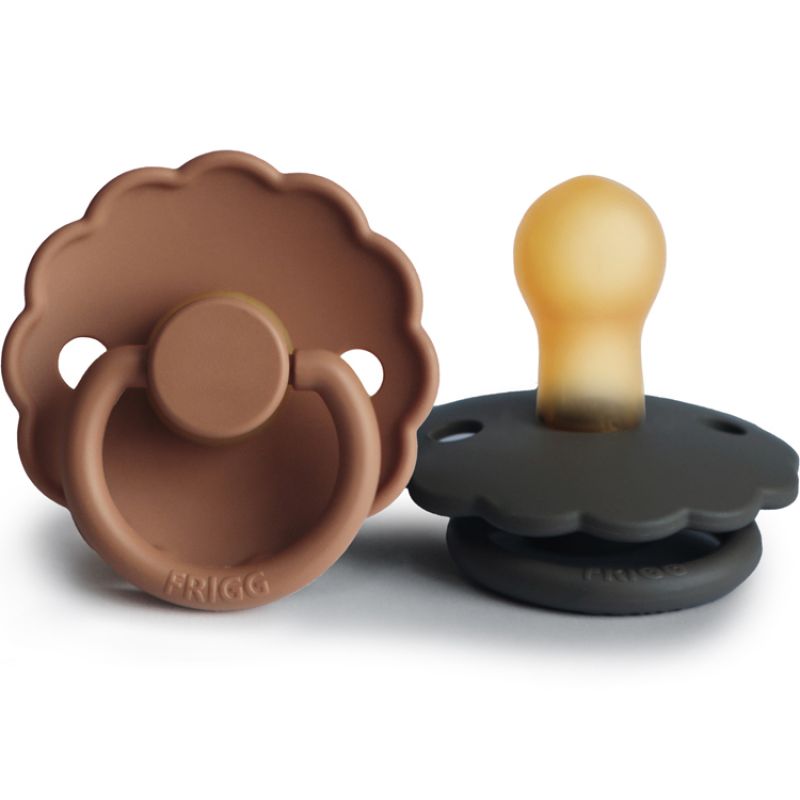 Lot de 2 sucettes en latex Daisy Graphite/Peach bronze (0-6 mois) Frigg Produit 1 grande taille