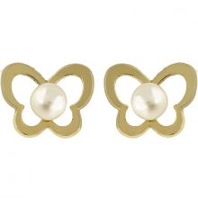 Boucles d'oreilles Papillon avec perle de culture (or jaune 750°)  par Berceau magique bijoux