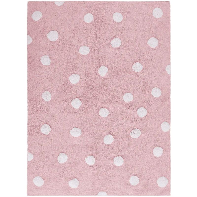 Tapis lavable rose à pois blanc (120 x 160 cm) Lorena Canals