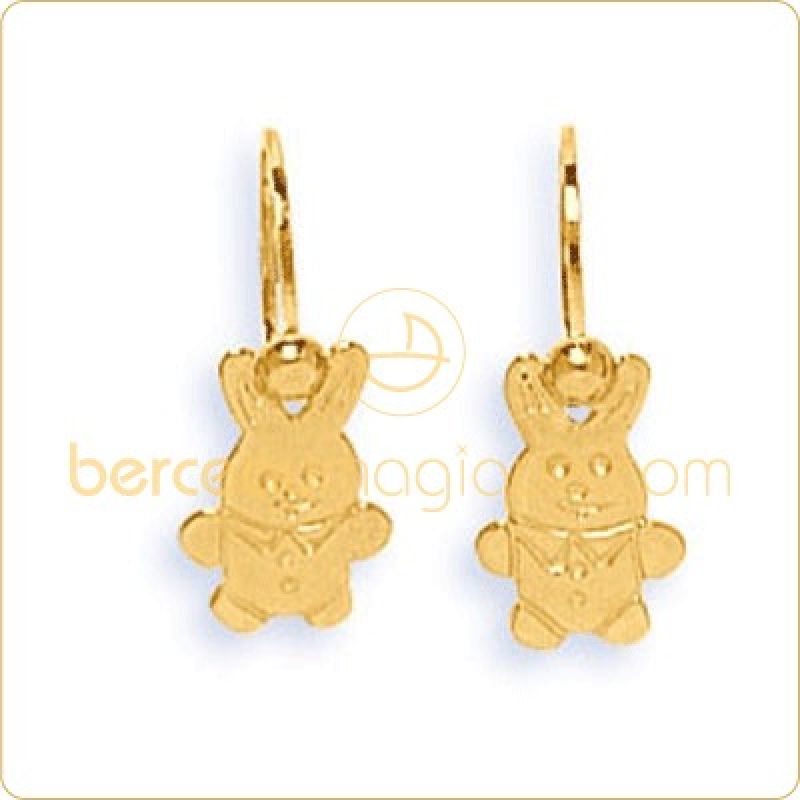 Boucles d'oreilles dormeuses lapins (Or jaune) Berceau magique bijoux