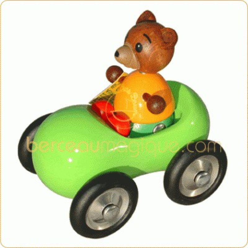 Jouet Petit ours brun articulé en voiture Vilac
