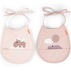Bavoir petit lot de 2 Happy clouds rose - Done by Deer