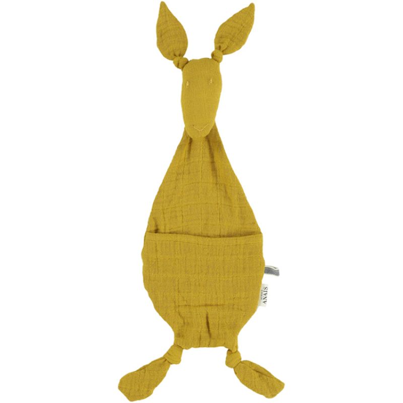 Doudou plat Kangourou Bliss jaune moutarde Trixie
