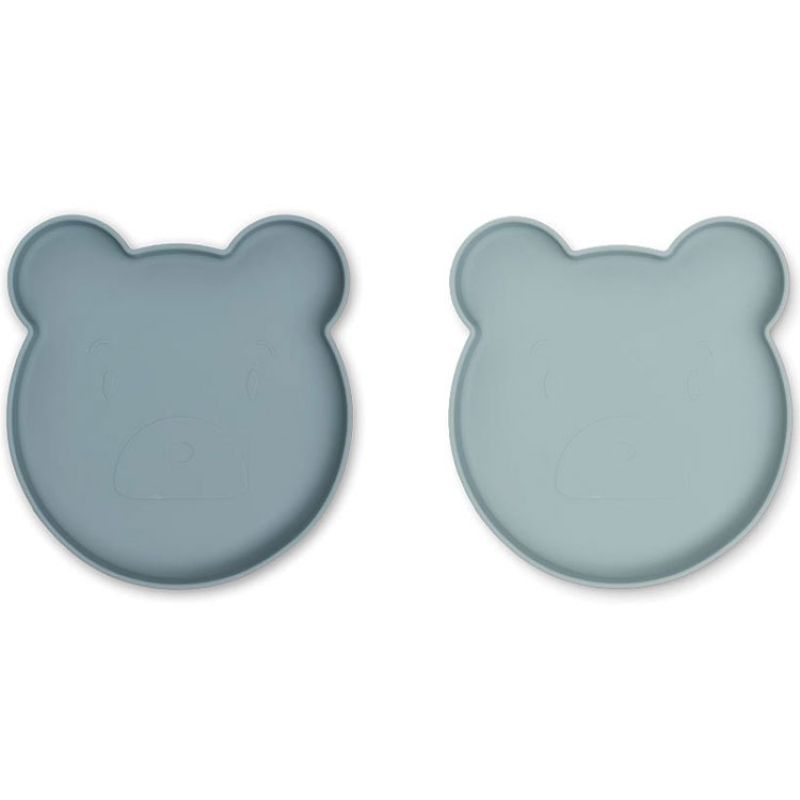 Lot de 2 assiettes en silicone Marty Mr Bear Blue mix Liewood