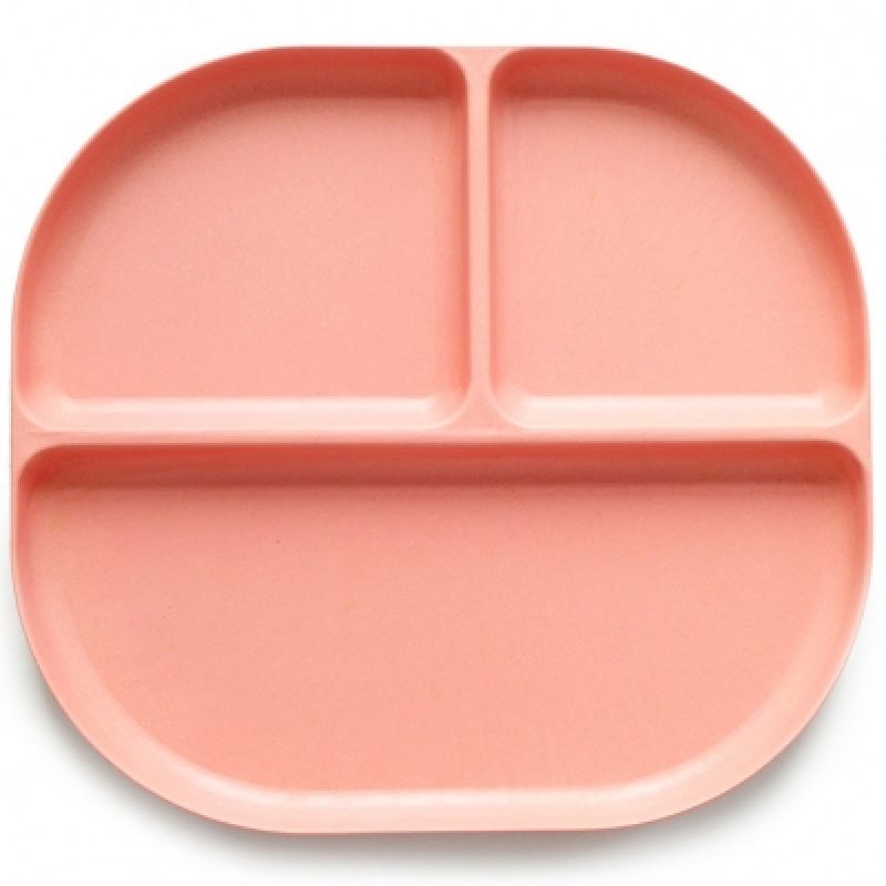 Assiette à compartiments en bambou Bambino rose corail EKOBO
