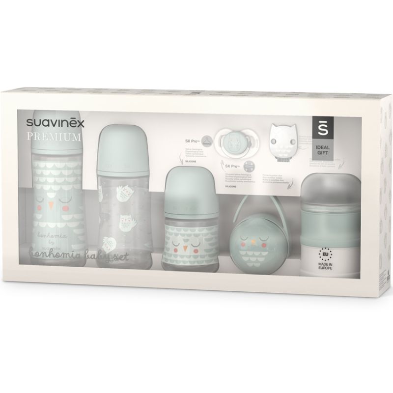 Coffret cadeau naissance Premium Bonhomia vert d'eau (7 pièces) Suavinex