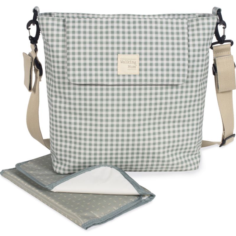 Sac à langer à bandoulière I Love Vichy vert Walking Mum Produit 1